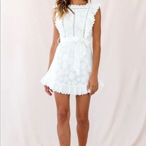 Selfie leslie PRAIRIE CROCHET DRESS WHITE extra small